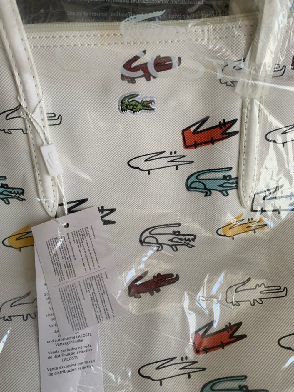 Lacoste L.12.12 Concept Tote handbag Bag purse colorful croc print NWT - Picture 8 of 10